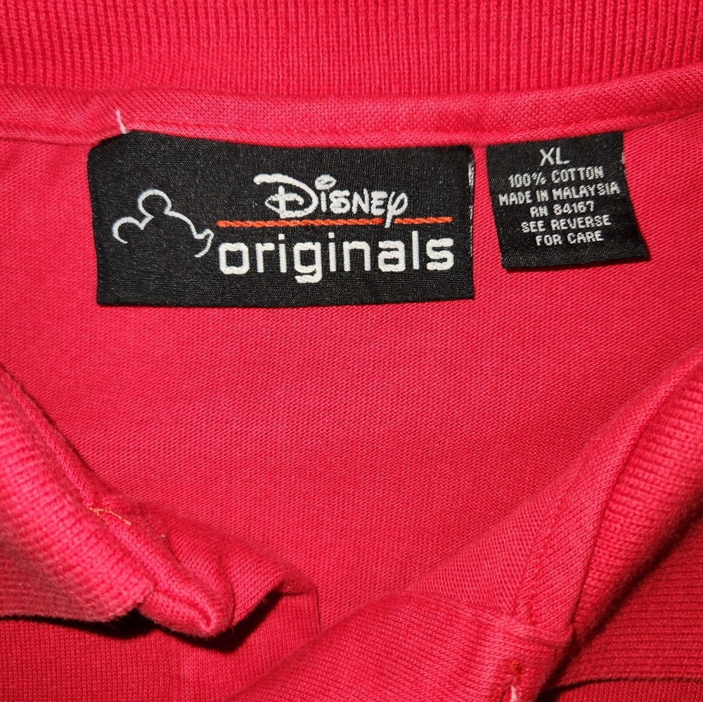 VINTAGE Disney Originals Men Polo Shirt XL Red Logo Mickey Mouse Embroidered 90s - Picture 4 of 7